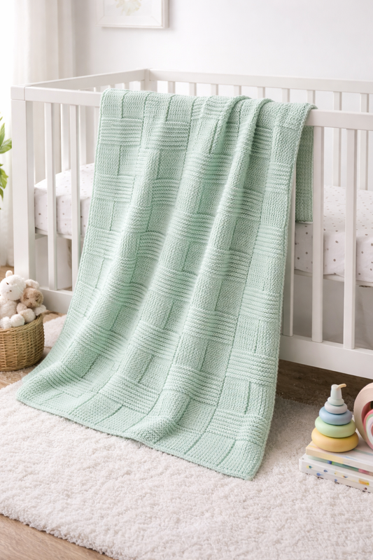 Hand-Crocheted Mint Baby Blanket | Soft & Cozy